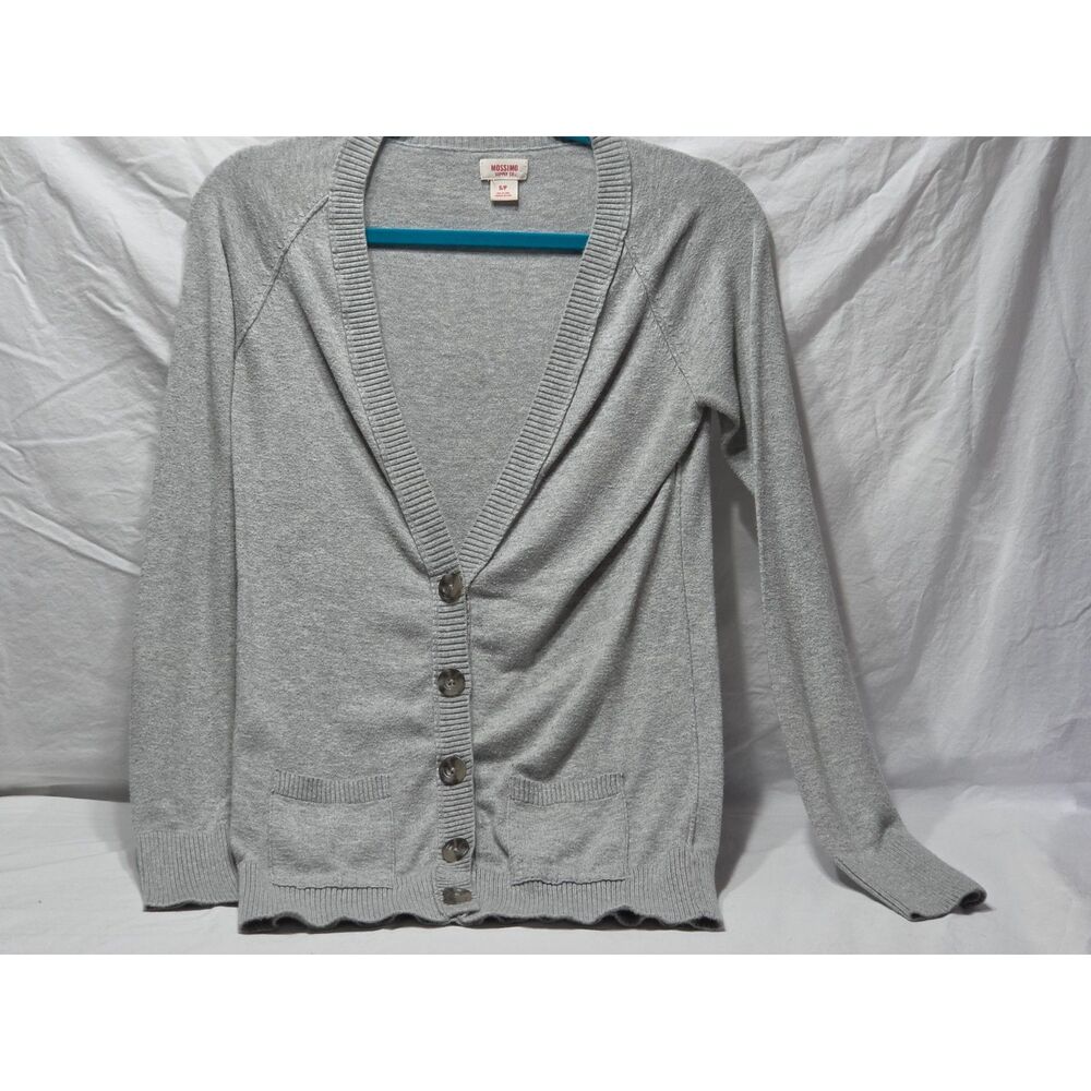 Mossimo Heather Gray 100% Cotton Button Front Cardigan Size S/P Read Flaw